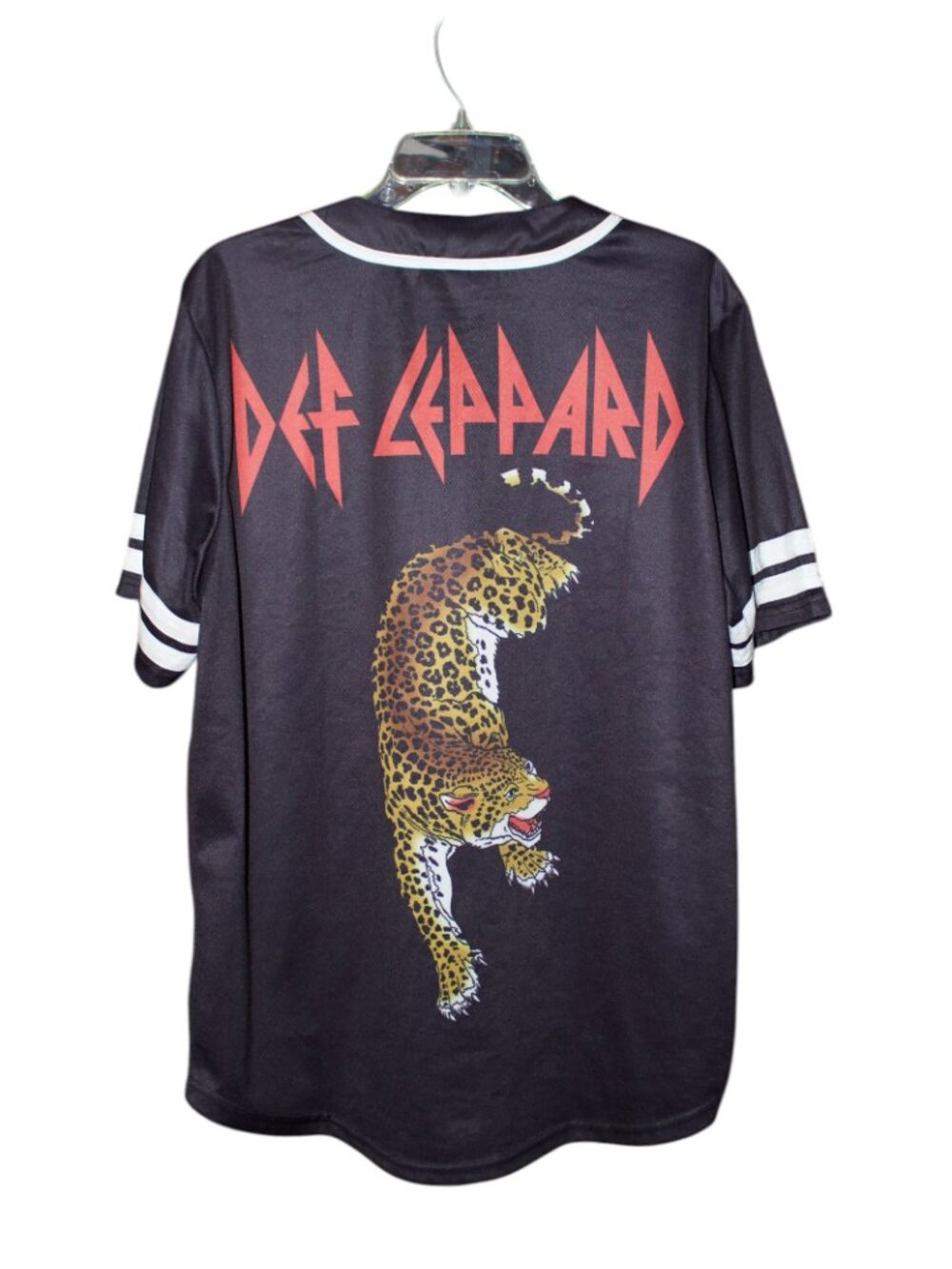 Def Leppard Baseball Jersey NWOT Button Down XL Black, Red